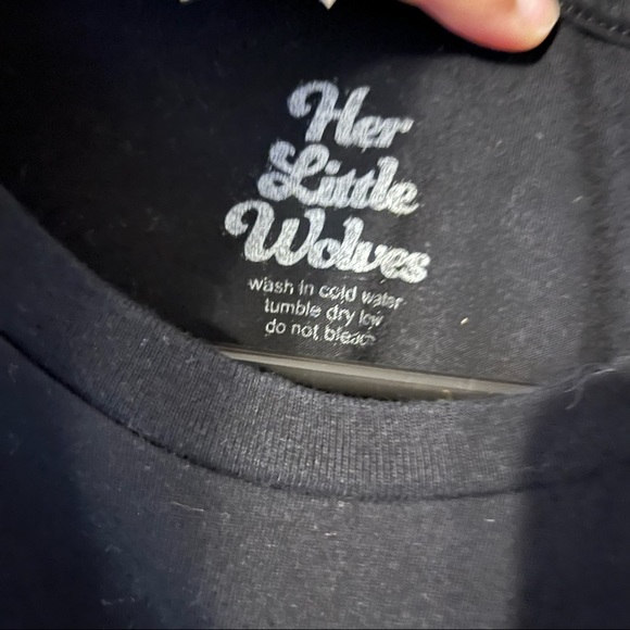 Black Short Sleeve Tee with Wolf by Her Little Wolves, Size Small - Picture 4 of 6